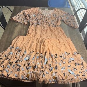 Jaase Wide Leg Floral Peach Jumpsuit